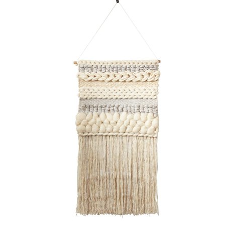 SARO LIFESTYLE 47 x 24 in. Fringe Braided Woven Wall Hanging, Gray WA916.GY